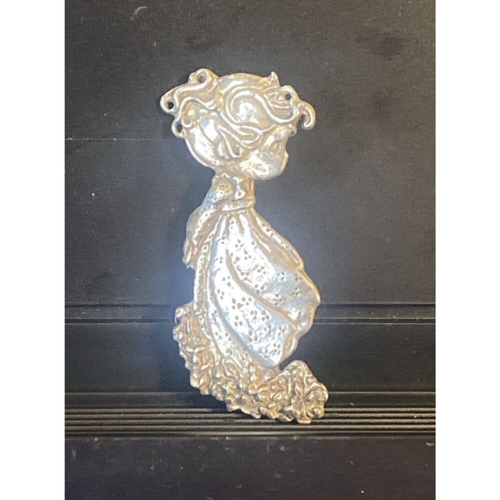 Vintage Precious Moments Sterling Silver 925 Girl Pin Brooch 1.75"